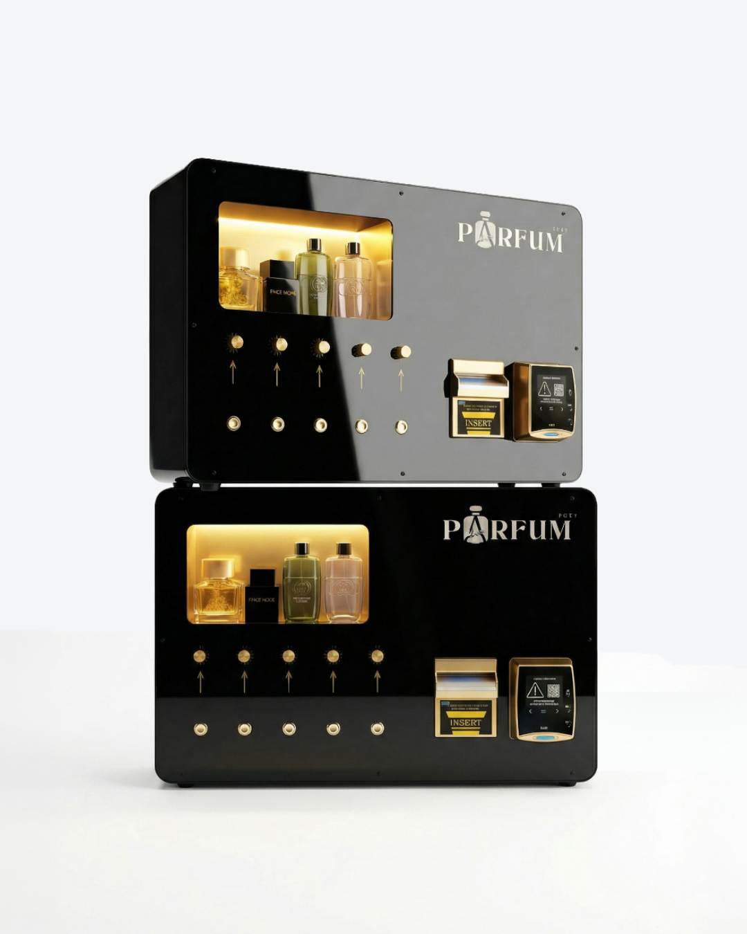 Parfum Punt automaat zijaanzicht met strak premium design